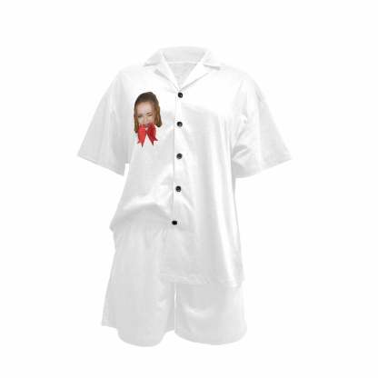 FacePajamas Pajama Custom Face&Name Sleepwear Pajamas Personalized Bride Women's V-Neck Short Pajama Set Wedding Party bridesmaids Pjs Set