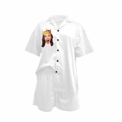 FacePajamas Pajama Custom Face&Name Sleepwear Pajamas Personalized Bride Women's V-Neck Short Pajama Set Wedding Party bridesmaids Pjs Set