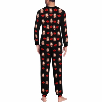 FacePajamas Pajama Custom Face Nuts About You Sleepwear Personalized Slumber Party Couple Matching Pajamas