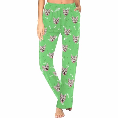 FacePajamas Custom Face Pajama Pants Cat Smiley Face Sleepwear for Women