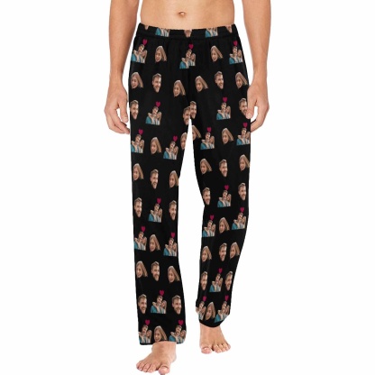 FacePajamas Pajama Pants Custom Face Pajama Pants Couple Photo Love Sleepwear for Men & Women