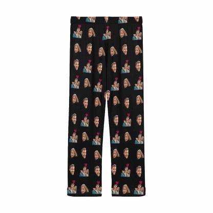 FacePajamas Pajama Pants Custom Face Pajama Pants Couple Photo Love Sleepwear for Men & Women