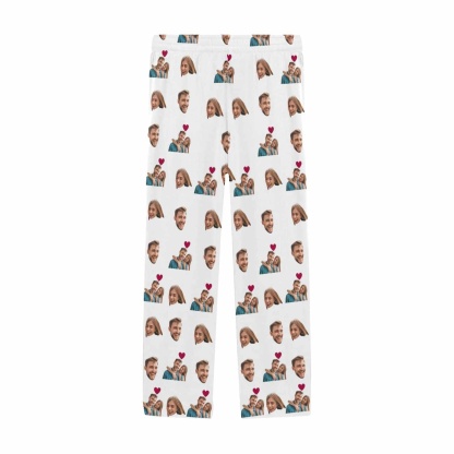 FacePajamas Pajama Pants Custom Face Pajama Pants Couple Photo Love Sleepwear for Men & Women