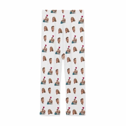 FacePajamas Pajama Pants Custom Face Pajama Pants Couple Photo Love Sleepwear for Men & Women