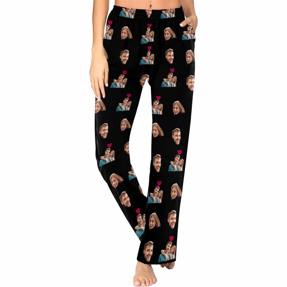 FacePajamas Custom Face Pajama Pants Couple Photo Love Sleepwear for Men & Women
