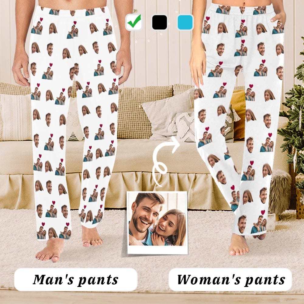 FacePajamas Custom Face Pajama Pants Couple Photo Love Sleepwear for Men & Women