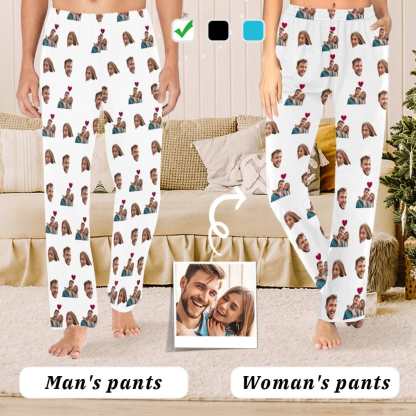 FacePajamas Custom Face Pajama Pants Couple Photo Love Sleepwear for Men & Women