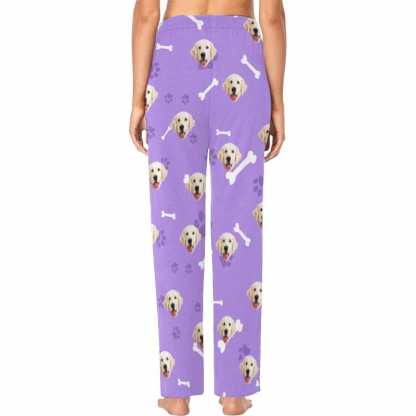 FacePajamas Pajama Pants Custom Face Pajama Pants Dog Smiley Face Sleepwear for Women