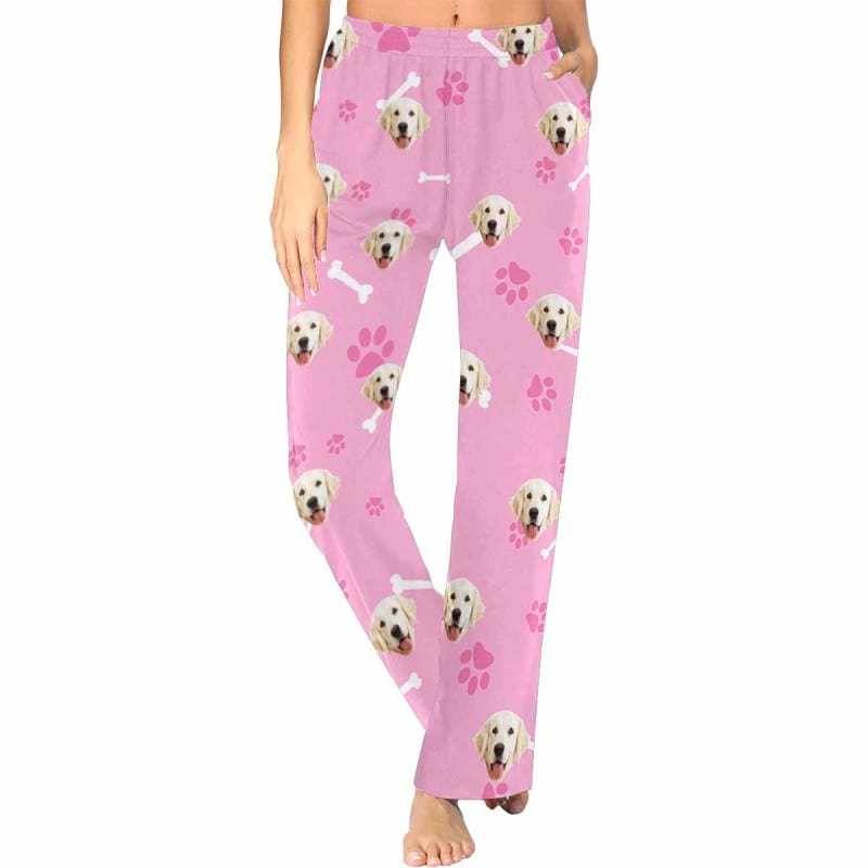 FacePajamas Pajama Pants Custom Face Pajama Pants Dog Smiley Face Sleepwear for Women
