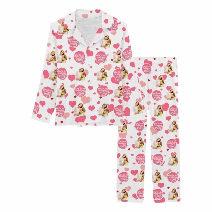 FacePajamas 387520921847 Custom Face Pajama Sets Pink Hearts Women's Nightwear for Mother's Day & Birthday Gift