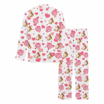 FacePajamas 387520921847 Custom Face Pajama Sets Pink Hearts Women's Nightwear for Mother's Day & Birthday Gift
