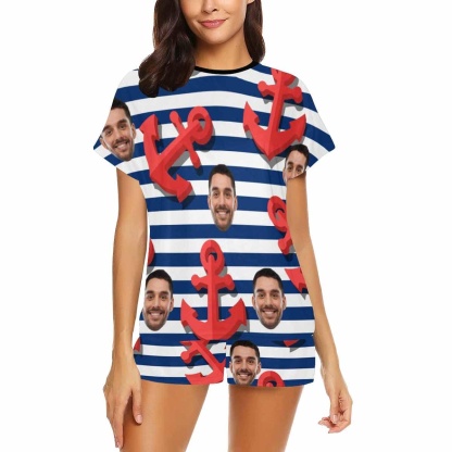 FacePajamas Pajama Custom Face Pajamas Anchor Loungewear Personalized Women's Short Pajama Set