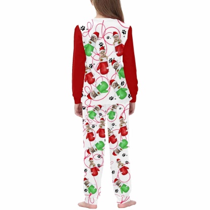 FacePajamas Custom Face Pajamas Christmas Funny Sleepwear Personalized Girls Long Sleeve Pajamas Set