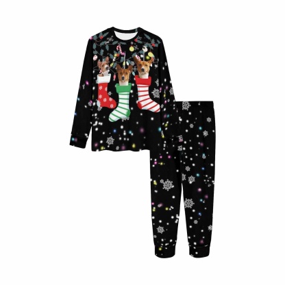 FacePajamas Kids Long Crew Neck Custom Face Pajamas Christmas Gift Socks Sleepwear Personalized Girls Long Sleeve Pajamas