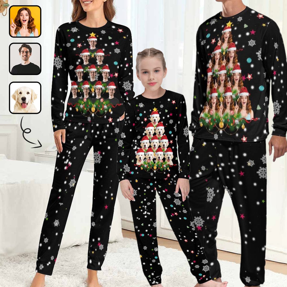 FacePajamas Family Pajamas Custom Face Pajamas Christmas Santa Claus Sleepwear Personalized Family Matching Long Sleeve Pajamas Set