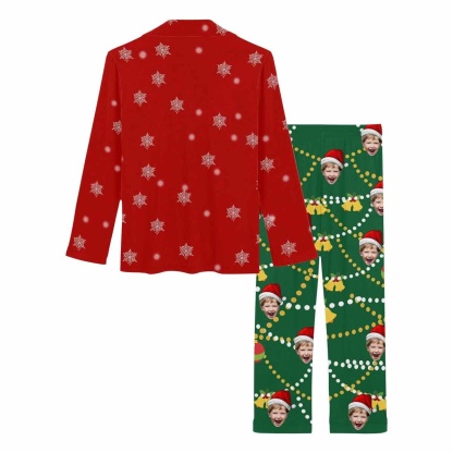 FacePajamas Pajama Custom Face Pajamas Christmas Tree Sleepwear Personalized Women's Slumber Party Long Pajama Set