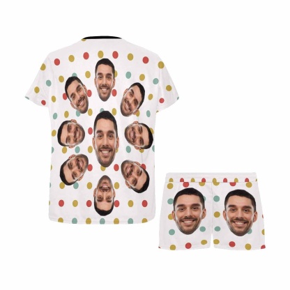 FacePajamas Pajama Custom Face Pajamas Color Dots Sleepwear Personalized Women's Short Pajama Set