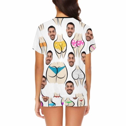 FacePajamas Pajama Custom Face Pajamas for Women Personalized Funny Sexy Colorful Women's Short Pajama Set