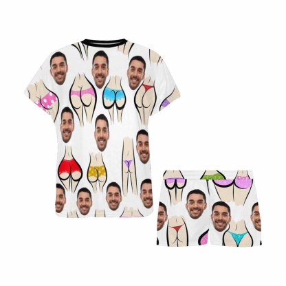FacePajamas Pajama Custom Face Pajamas for Women Personalized Funny Sexy Colorful Women's Short Pajama Set