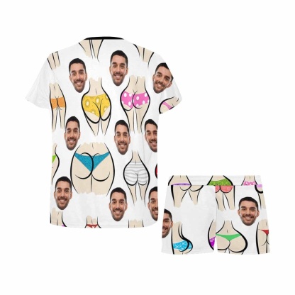 FacePajamas Pajama Custom Face Pajamas for Women Personalized Funny Sexy Colorful Women's Short Pajama Set
