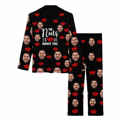 FacePajamas Pajama Custom Face Pajamas I'm Nuts About You Sleepwear Personalized Women's Long Pajama Set