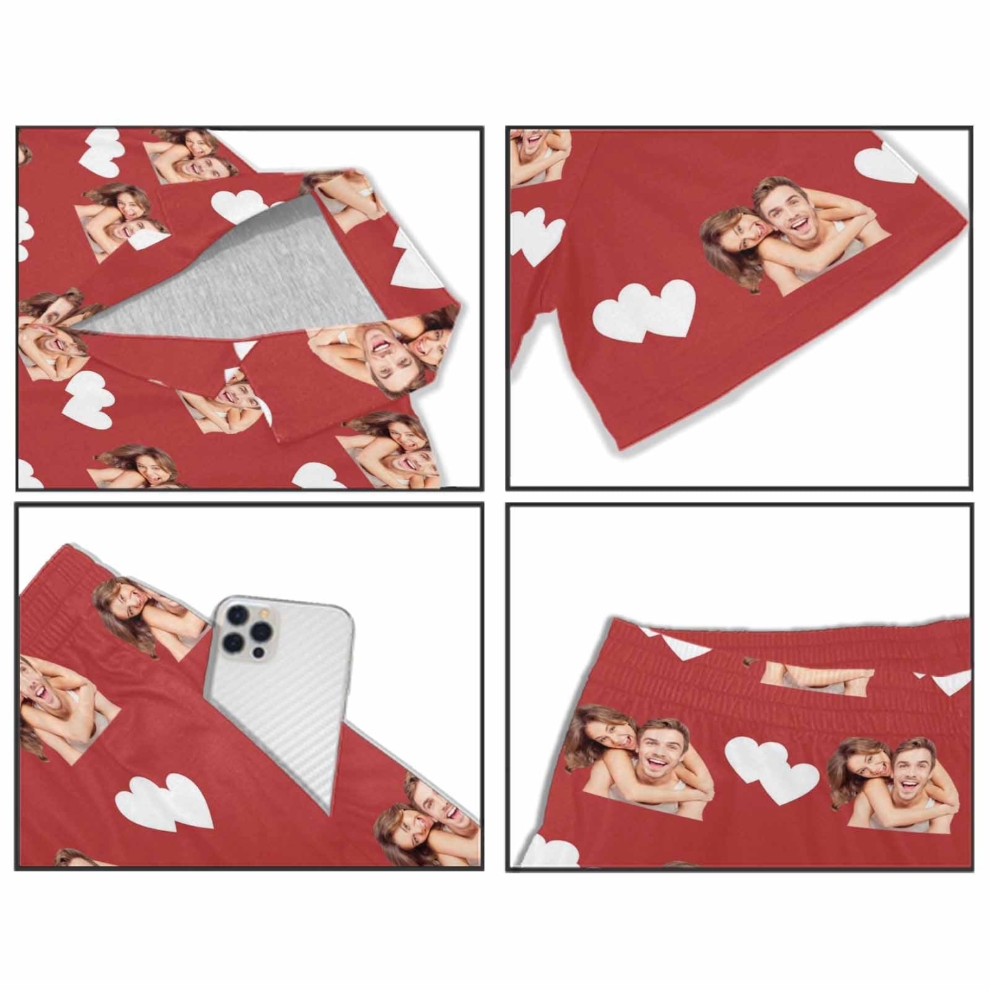 FacePajamas Custom Face Pajamas Love Summer Loungewear Personalized Couple Matching V-Neck Short Pajama Set