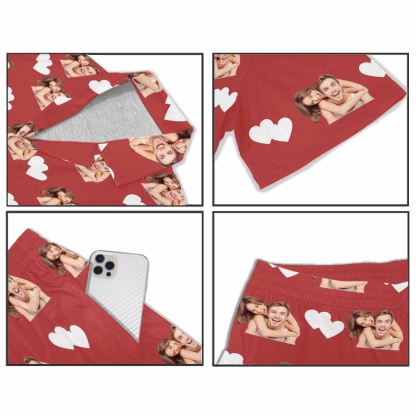 FacePajamas Custom Face Pajamas Love Summer Loungewear Personalized Couple Matching V-Neck Short Pajama Set