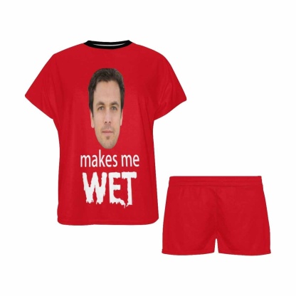FacePajamas Pajama Custom Face Pajamas Makes Me Wet Sleepwear Personalized Women's Short Pajama Set Funny Lover Gift