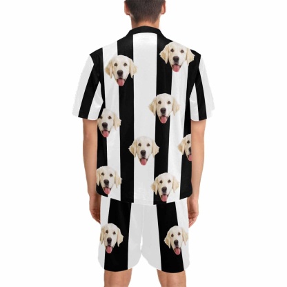 FacePajamas Custom Face Pajamas Personalized Hug Me Men's V-Neck Short Sleeve Pajama Set Valentines Day Gift