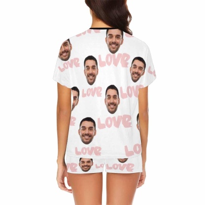 FacePajamas Pajama Custom Face Pajamas Pink Love Simple Design Personalized Women's Short Pajama Set