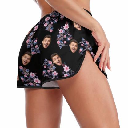 FacePajamas Pajama Custom Face Pajamas Purple floral Print Comfy Soft Sleepwear Personalized Women's Sexy Cami Pajama Set