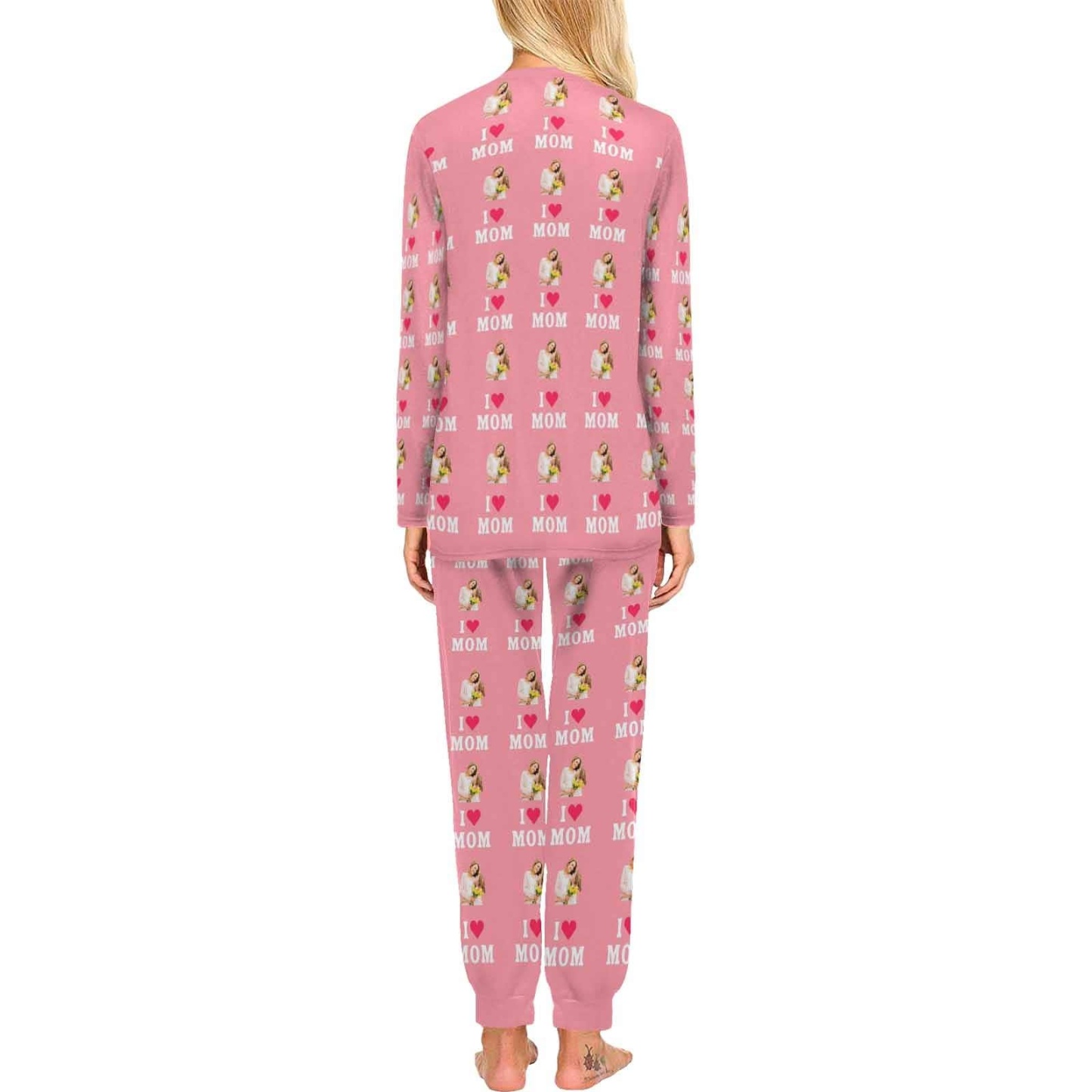 FacePajamas Mother-kid Pajamas Custom Face Pajamas Sets Blue Pink Love Mom Mother-kid Matching Nightwear Mother's Day & Birthday Gift