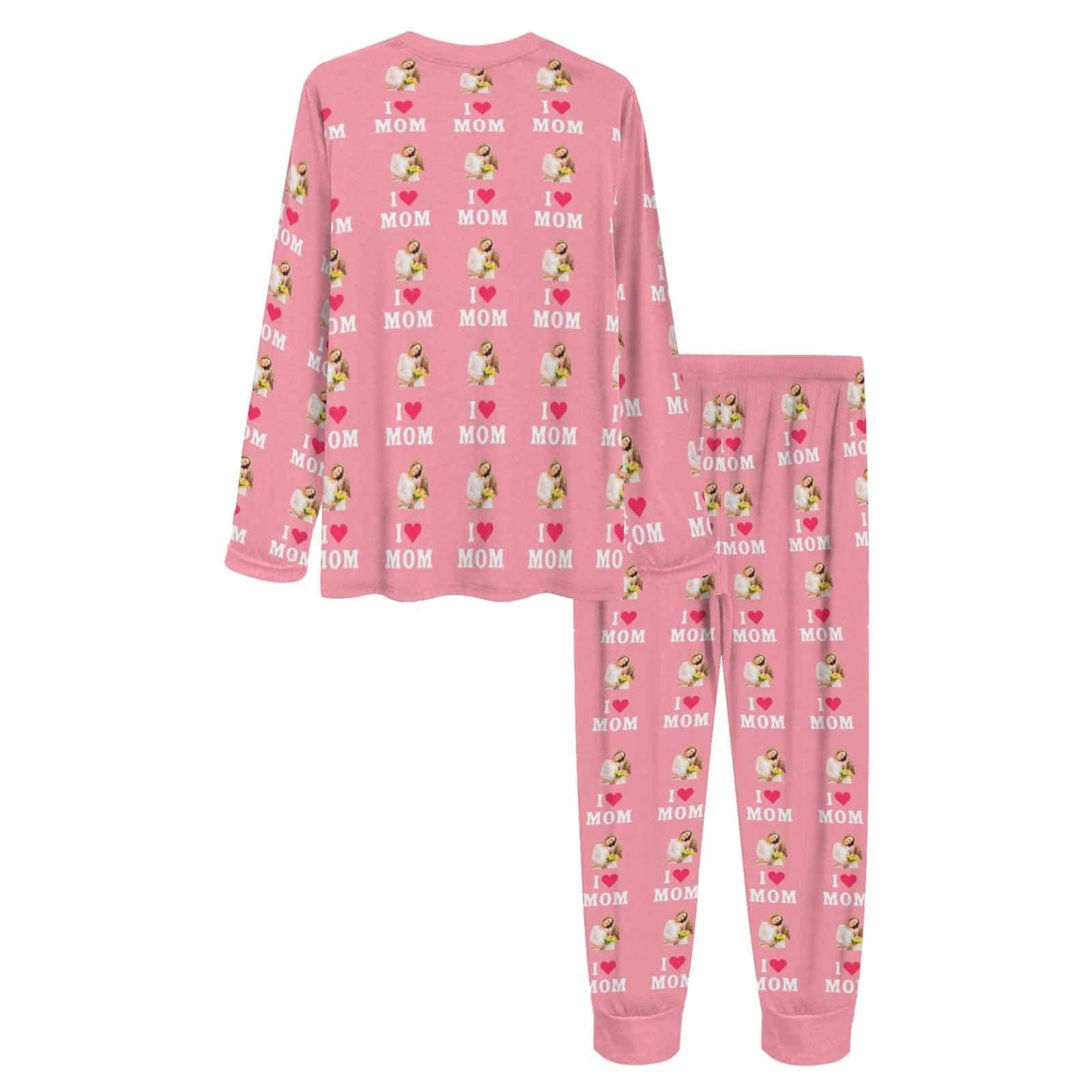 FacePajamas Mother-kid Pajamas Custom Face Pajamas Sets Blue Pink Love Mom Mother-kid Matching Nightwear Mother's Day & Birthday Gift