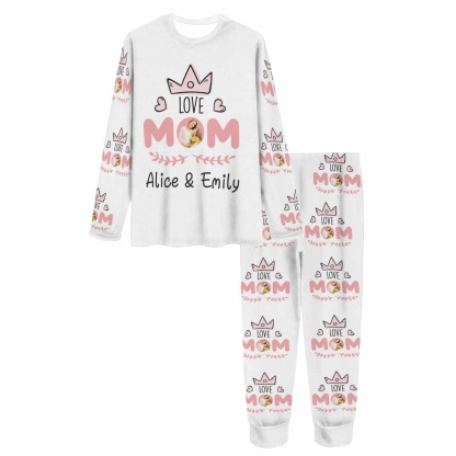 FacePajamas 387560669431 Custom Face Pajamas Sets Love Crown Mother-kid Matching Nightwear Mother's Day & Birthday Gift