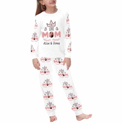 FacePajamas 387560669431 Custom Face Pajamas Sets Love Crown Mother-kid Matching Nightwear Mother's Day & Birthday Gift