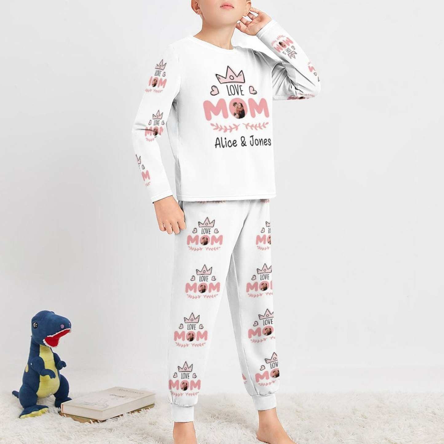 FacePajamas Mother-kid Pajamas Custom Face Pajamas Sets Love Crown Mother-kid Matching Nightwear Mother's Day & Birthday Gift
