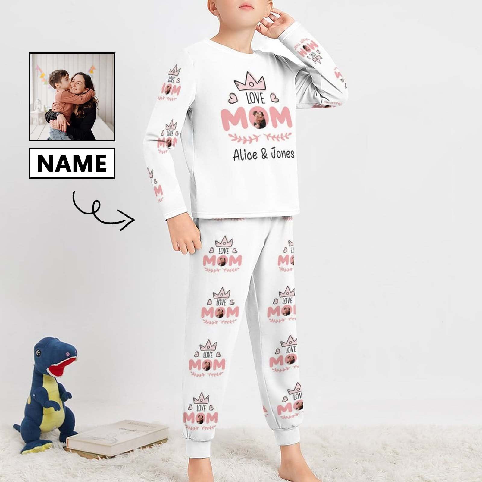 FacePajamas Mother-kid Pajamas Custom Face Pajamas Sets Love Crown Mother-kid Matching Nightwear Mother's Day & Birthday Gift