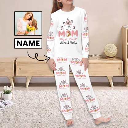 FacePajamas Mother-kid Pajamas Custom Face Pajamas Sets Love Crown Mother-kid Matching Nightwear Mother's Day & Birthday Gift