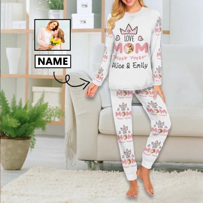FacePajamas Mother-kid Pajamas Custom Face Pajamas Sets Love Crown Mother-kid Matching Nightwear Mother's Day & Birthday Gift