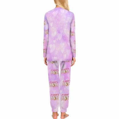 FacePajamas 387560669431 Custom Face Pajamas Sets Pink Purple Heart Love Mom Mother-kid Matching Nightwear Mother's Day & Birthday Gift