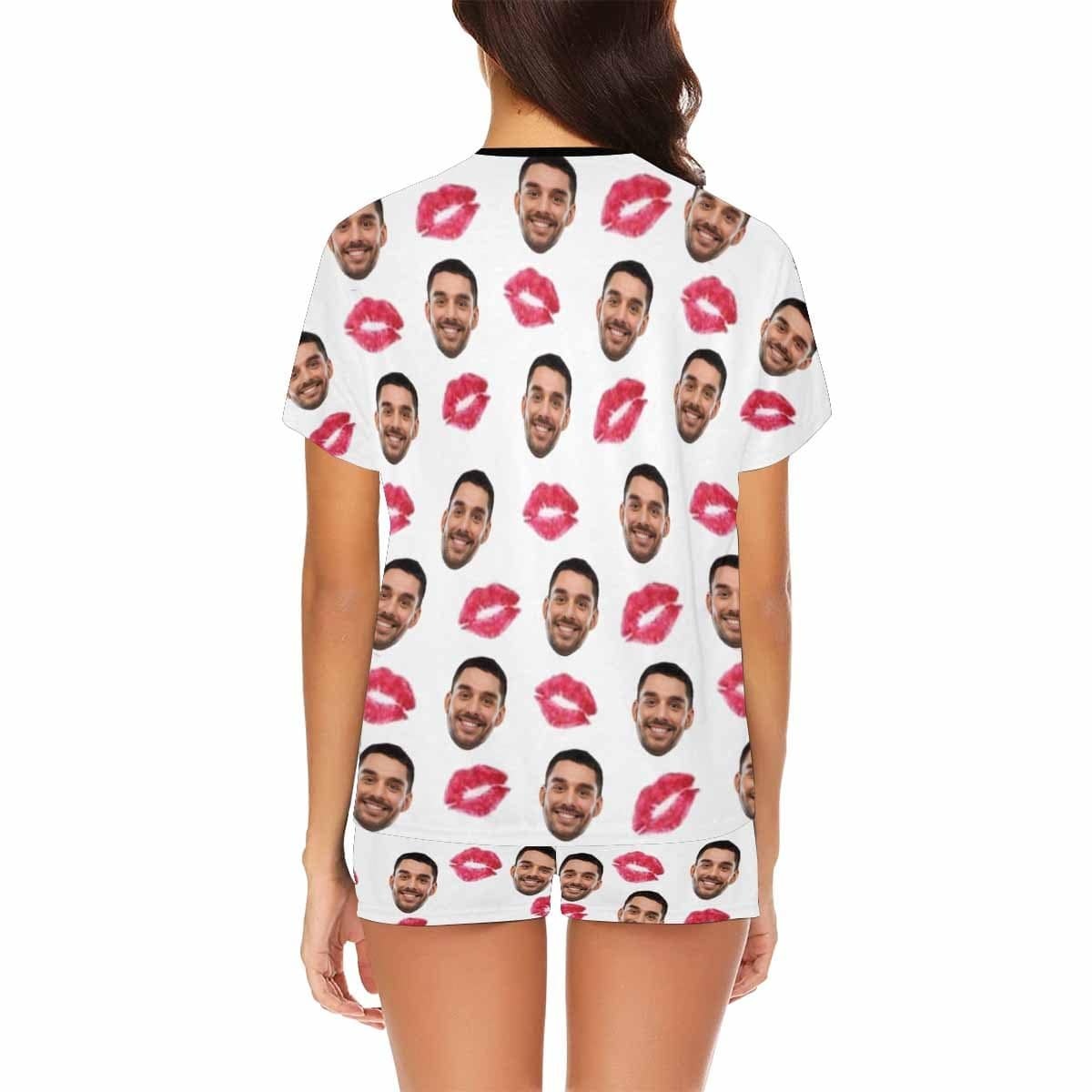 FacePajamas Pajama Custom Face Pajamas Your Red Lips Sleepwear Personalized Women's Short Pajama Set