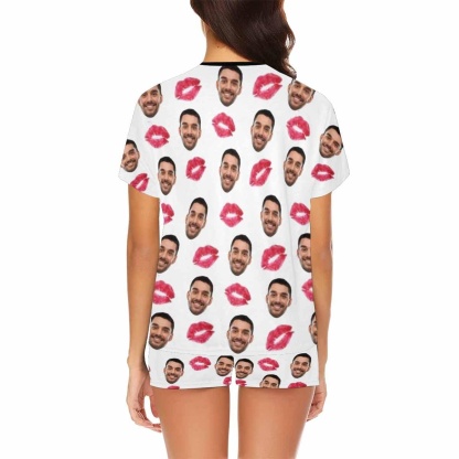 FacePajamas Pajama Custom Face Pajamas Your Red Lips Sleepwear Personalized Women's Short Pajama Set