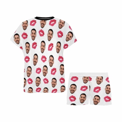 FacePajamas Pajama Custom Face Pajamas Your Red Lips Sleepwear Personalized Women's Short Pajama Set