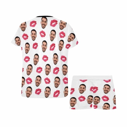 FacePajamas Pajama Custom Face Pajamas Your Red Lips Sleepwear Personalized Women's Short Pajama Set