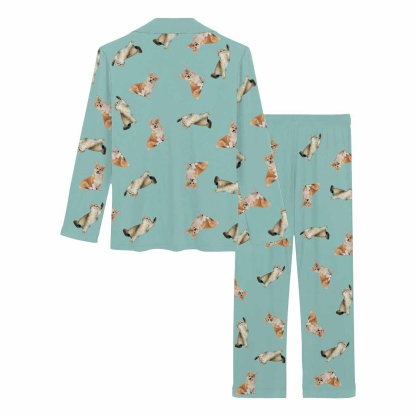 FacePajamas Pajama Custom Face Pet Dog Print Long Pajama Set&Grandma Grandpa Pajamas Personalized Photo Long Pajama Set Sleepwear