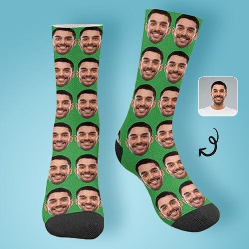 FacePajamas Sublimated Crew Socks Custom Face Photo Various Colors Sublimated Crew Socks Personalized Picture Socks Unisex Gift for Men Women
