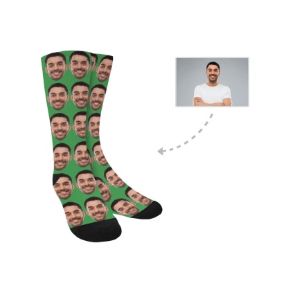 FacePajamas Sublimated Crew Socks Custom Face Photo Various Colors Sublimated Crew Socks Personalized Picture Socks Unisex Gift for Men Women