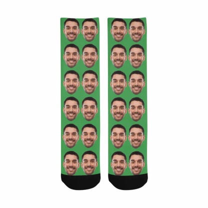 FacePajamas Sublimated Crew Socks Custom Face Photo Various Colors Sublimated Crew Socks Personalized Picture Socks Unisex Gift for Men Women