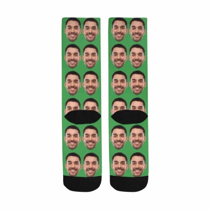 FacePajamas Sublimated Crew Socks Custom Face Photo Various Colors Sublimated Crew Socks Personalized Picture Socks Unisex Gift for Men Women