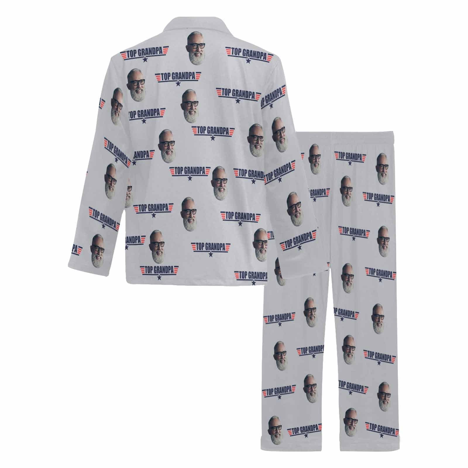FacePajamas Pajama Custom Face Print Long Pajama Set&Grandma Grandpa Pajamas Personalized Photo Long Pajama Set Sleepwear
